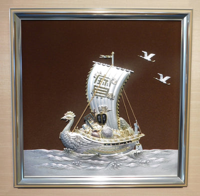 Pure silver framed treasure ship 8