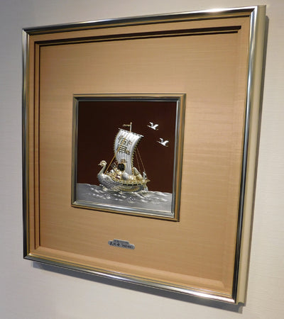 Pure silver framed treasure ship 8